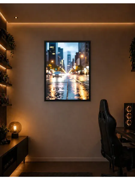 Postersbase Арт-постер Дождливая городская улица ночью 50x70
