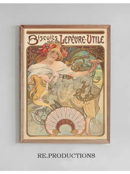 Re.productions Постер Biscuits Lefèvre-Utile - Alphonse Mucha