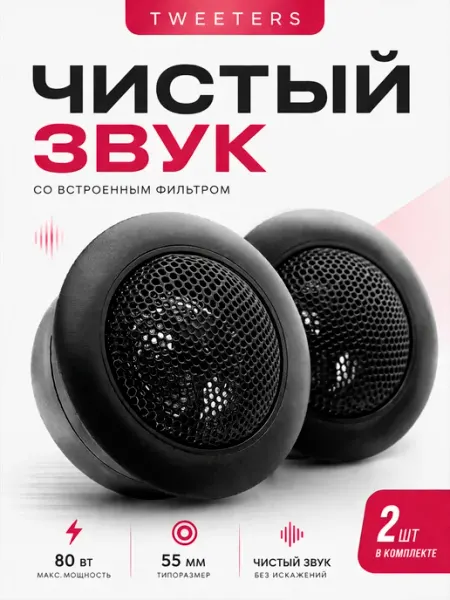 Рупора автомобильные, твитеры со встроенным фильтром TS-T120 / 2 штуки/ Высокочастотные динамики, пищалки, 25 mm, 35 Вт