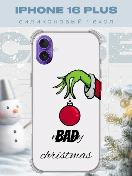 PRINTberries Новогодний чехол для телефона iPhone 16 Plus гринч