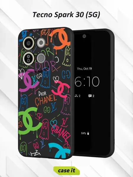 Case it Чехол на Tecno Spark 30 5Gс принтом Бренды