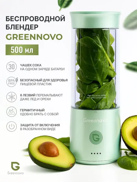 GREENNOVO Портативный блендер измельчитель для смузи и коктейлей
