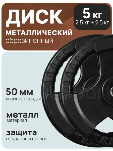 Nexus Sport Блины 2*2.5 кг для штанги и гантелей, олимпийский диск 50 мм