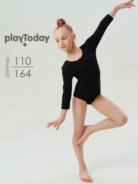 PlayToday Купальник спортивный гимнастический для танцев черный