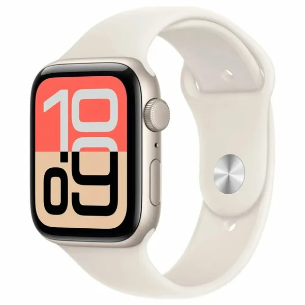 Умные часы Apple Watch SE 3 2025, 44 мм, алюминий цвета "Starlight", Sport Band "Starlight", размер S/M (MPEG4)