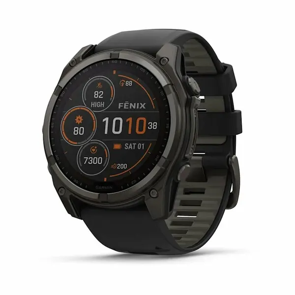 Умные часы Garmin Fenix 8 51 mm, Solar Sapphire, Carbon Gray Black/Pebble Gray Silicone Band