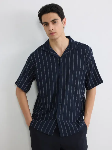LC Waikiki Мужская рубашка Regular Fit с курортным воротником в полоску