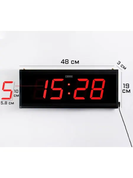 DPK Home Настенные электронные часы с красной индикацией 48x19 см