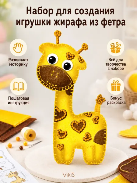 VikiS Набор для создания игрушки жирафа из фетра