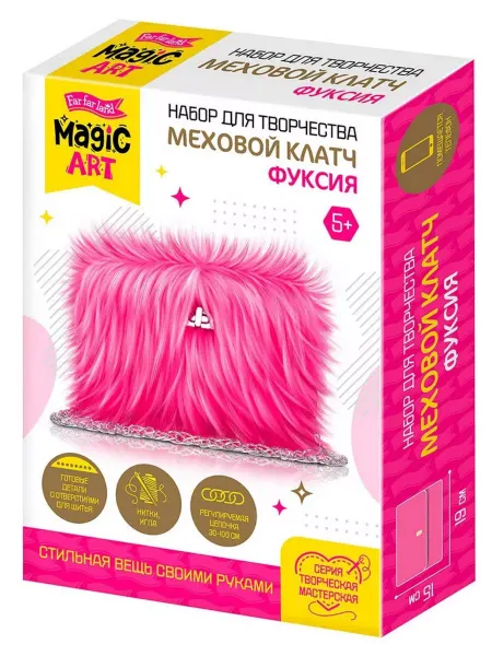 ДЕСЯТОЕ КОРОЛЕВСТВО Меховой клатч "Фуксия" маленькая сумочка своими руками