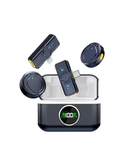 Беспроводной петличный микрофон для iPhone, Android, всенаправленный, конденсаторный