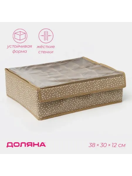 SOLNARIS Органайзер для белья с крышкой, 38х30х12 см, бежевый
