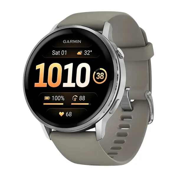 Умные часы Garmin Venu 4 45mm Silver Bezel With Silver Gray Silicone Band