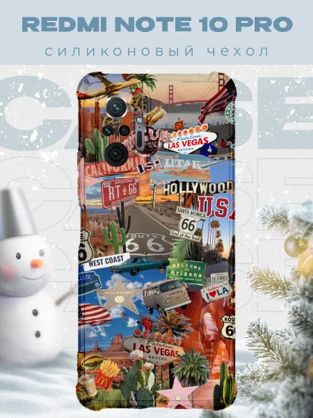 PRINTberries Новогодний чехол для телефона Redmi Note 10 Pro коллаж