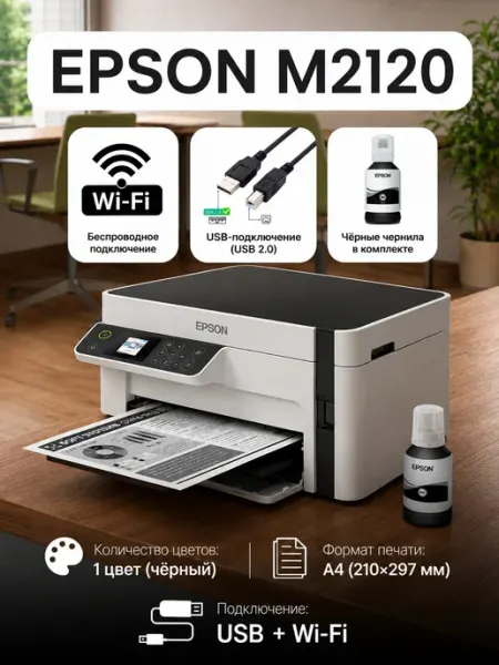 Epson Принтер M2120 цветной 3 в 1 Wi-Fi