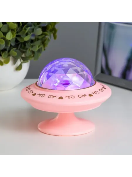 RISALUX Ночник-проектор диско LED розовый 12х12 см