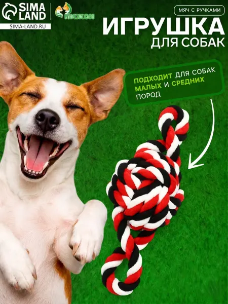 Пижон Канатная игрушка для собак "Мяч с ручками" 22 см