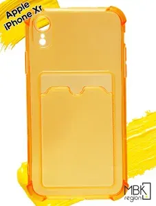 Чехол для карты на Apple iPhone Xr / чехол на айфон хр с усиленными углами прозрачный оранжевый