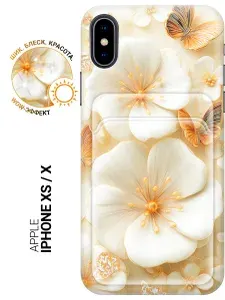 Силиконовый чехол на Apple iPhone XS / X с принтом "Благородное сияние природы" с карманом для карты
