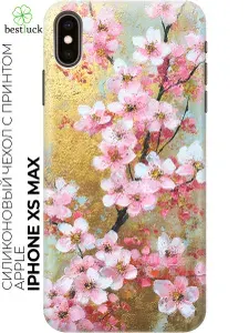 Силиконовый чехол на Apple iPhone XS Max с принтом "Золотые грёзы сакуры"