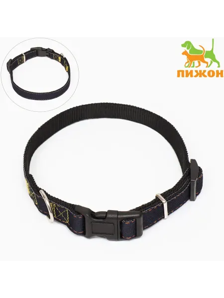 Market_Ошейник для собак Ошейник для собак "Джинс", чёрный подклад