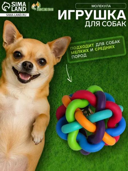 Пижон Игрушка для собак мячик с бубенчиком, разноцветный, 2 шт