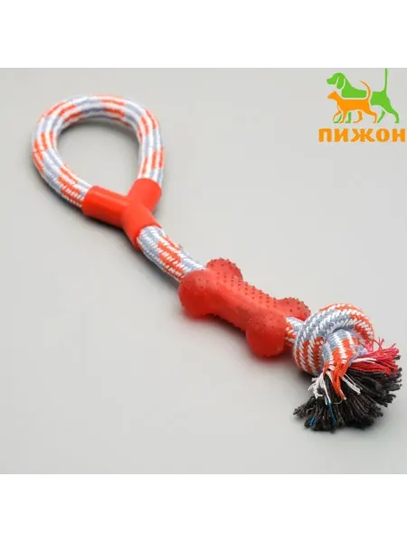 Пижон Канатная игрушка для собак с косточкой, микс цветов
