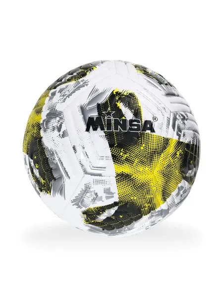 MInsa Спортивный футбольный мяч желтый р. 5 380 г TPE