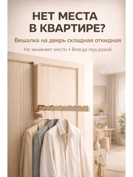 Apu3 Вешалка на дверь складная откидная для одежды и полотенец