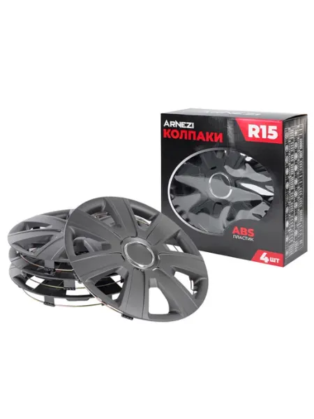 ARNEZI Колпаки R15 на колеса Gamma 4шт черно-матовые ABS-пластик