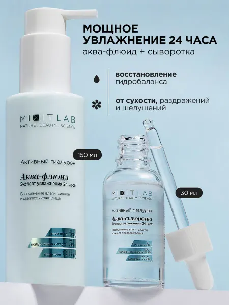 MIXIT Крем для лица увлажняющий и сыворотка с гиалуроном Lab Aqua