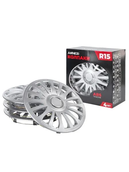 ARNEZI Колпаки R15 на колеса Sapphire 4шт серебристые ABS-пластик