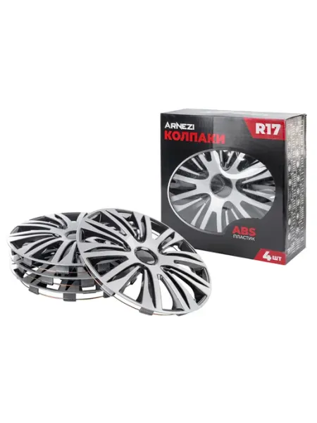 ARNEZI Колпаки R17 на колеса 4шт серебристо-черные ABS-пластик
