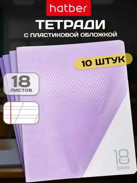 Hatber Тетрадь в косую линейку 18 листов 10 штук пластик обложка