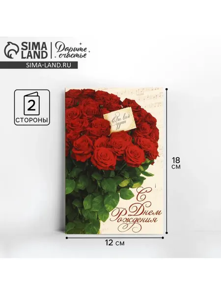 SOLNARIS Открытка С днём Рождения 12х18 см для поздравлений, 10 шт