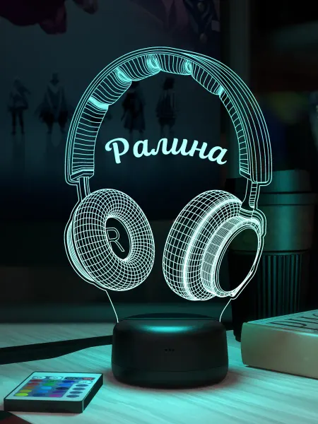 3Д-НОЧНИК Ночник с именем Ралина Наушники