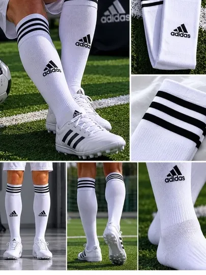 Носки Adidas, спортивные носки, длинные носки, белые носки, футбольные носки - Футбольные гетры