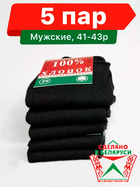 Нет бренда Носки "Белорусский Хлопок 100%", 5 пар ( 27 Размер 41-43 )