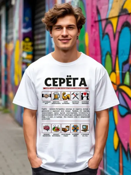 Твой Формат Футболка именная с принтом Серёжа в подарок Сергею