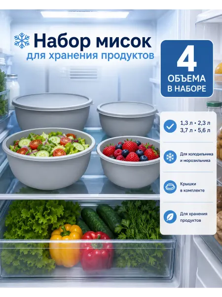 Альт-Пласт Миска для хранения в холодильнике 4шт