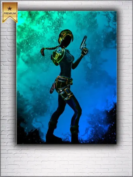 Classic Art Картина на холсте Tomb Raider неон Лара Крафт 20х30