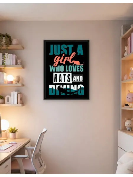Postersbase Постер Девушка-Крыса, ныряющая с аквалангом 50x70