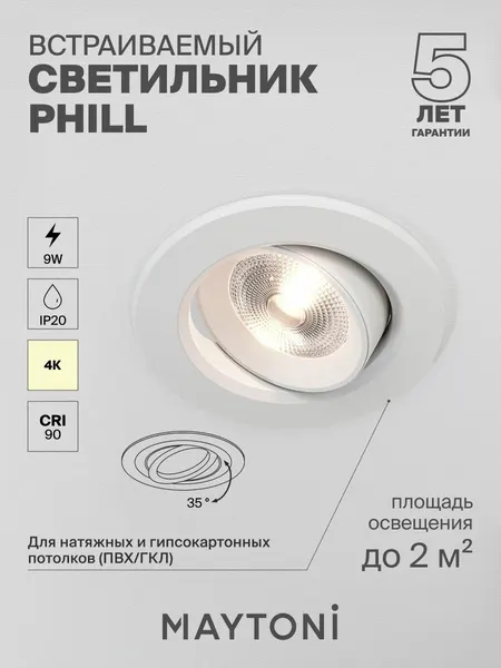 MAYTONI Встраиваемый светильник Phill DL014-6-L9W