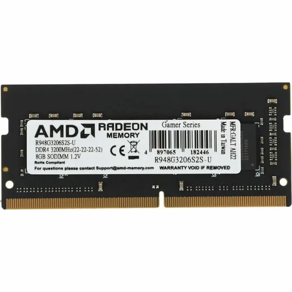 Оперативная память AMD R9 Gamer Series R948G3206S2S-U 8 Гб, DDR4, SO-DIMM, 3200 МГц