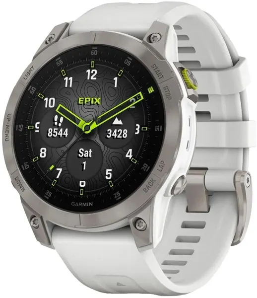 Смарт-часы Garmin Epix Gen 2 Sapphire 33.02мм 1.3 AMOLED корп. титан рем. белый (010-02582-21)