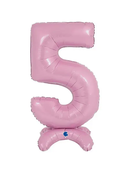 Весёлая затея Воздушный шар 64см ЦИФРА 5 25" Pastel Pink на подставке