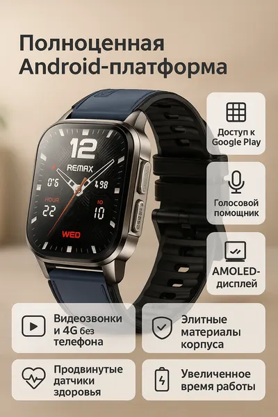 Умные часы REMAX Watch19 Android 4G c Amoled dysplay+Google Play