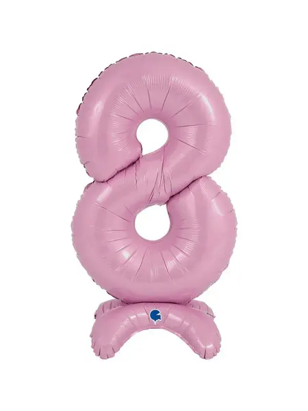 Весёлая затея Воздушный шар ЦИФРА 8 Pastel Pink на подставке 64см