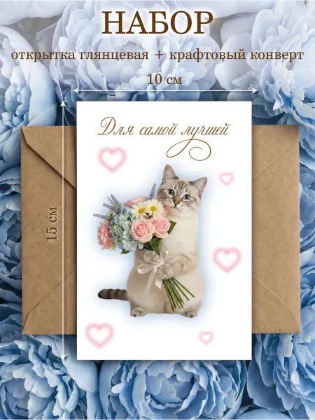 Открытка №10, Кот, 8 марта, день рождения, девушке парню