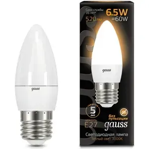 Gauss Лампа LED Candle E14 6.5W 100-240V 4100К SQ 103101207